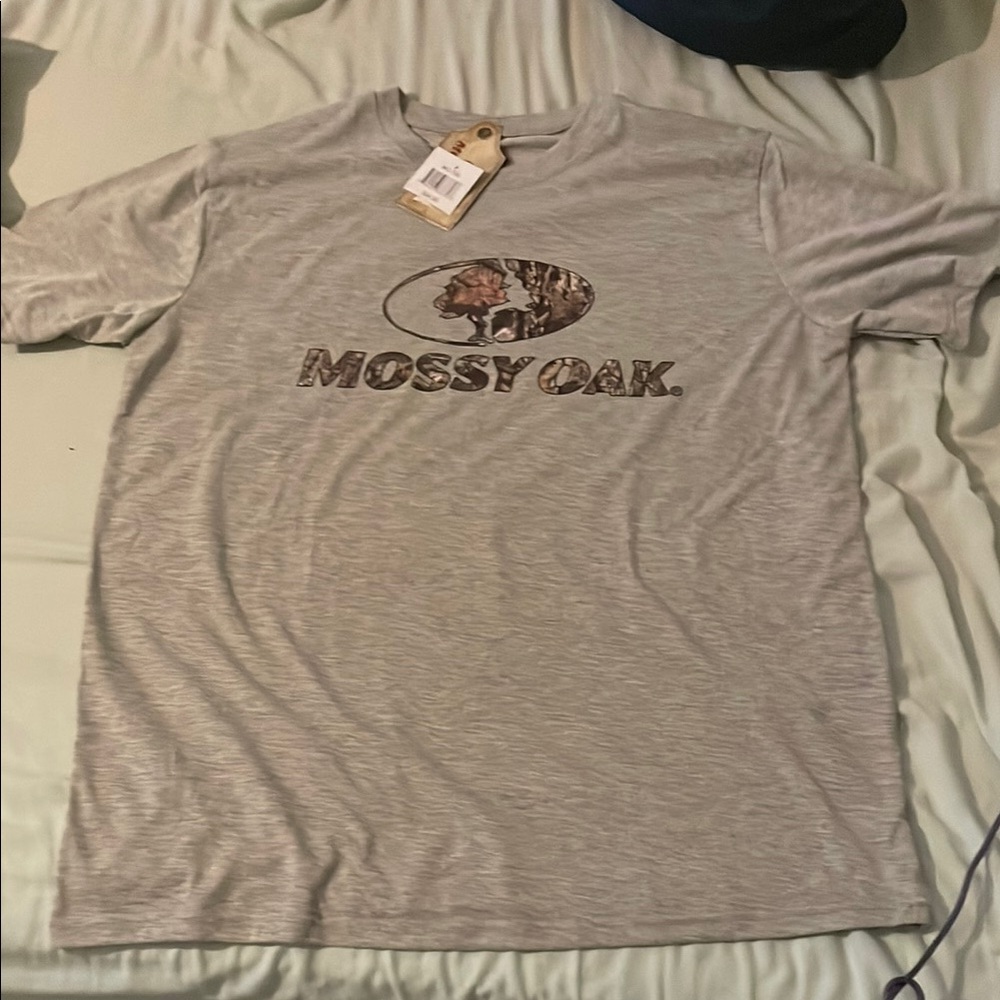 Mossy Oak Gray Short Sleeve Tee Classic Crew Neck
